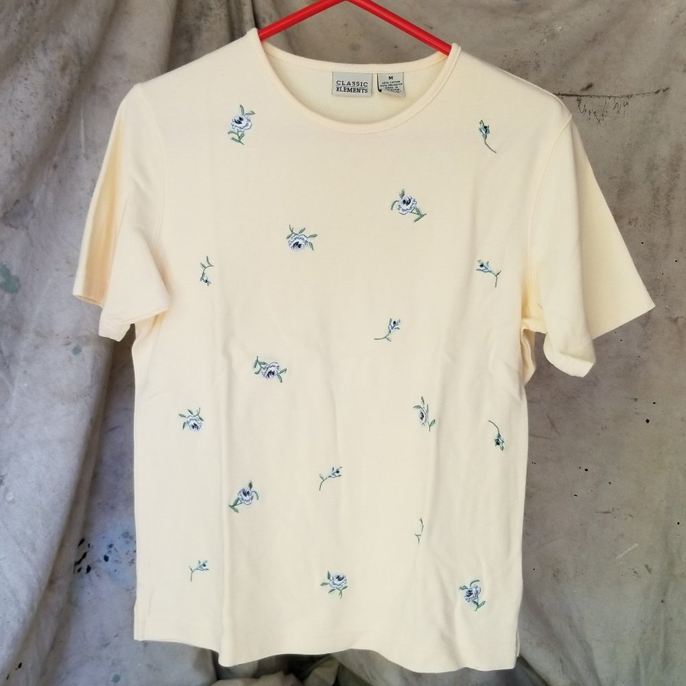 Classic Elements Women's Cotton and Polyester Short Sleeve Crew Neck Blouse sz M